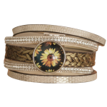 Multi-Strand Snap Bracelet - Braided Leather & Metallic - Image 2