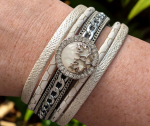 White Multi-Layer Snap Bracelet with Chain Detail - Image 3