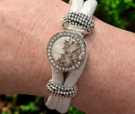White Snap Bracelet with Sparkle Accents and Beaded Detail - Image 3