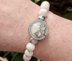 White Howlite Beaded Snap Bracelet – Stretch Fit - Image 2