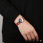 Red Silicone Snap Bracelet with Rhinestone Hearts - Image 2