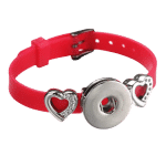 Red Silicone Snap Bracelet with Rhinestone Hearts