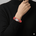 Red Braided Leather Snap Bracelet - Image 2