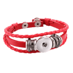 Red Braided Leather Snap Bracelet