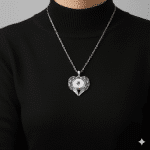 Silver Angel Wing Heart Necklace - Image 2