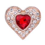 Red Heart Rose Gold Rhinestone Snap