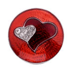 Red Double Heart Rhinestone Snap