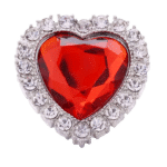 Red Heart Silver Rhinestone Snap
