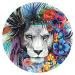Boho Lion with Feathers & Florals