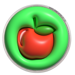 Red Apple on Green – Glossy Relief Design