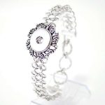 Antique Silver Filigree Snap Bracelet with Chain Links