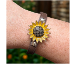 Dark Brown Leather Snap Bracelet with Magnetic Clasp - Image 2