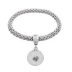CLEARANCE - Silver Beaded Snap Bracelet with Dangle Charm