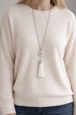 White Tassel Snap Necklace - Image 2