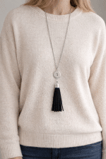 Black Tassel Snap Necklace - Image 2