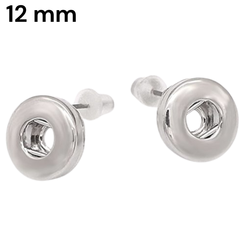 KB0306 Classic Stud Snap Earrings - 12mm - Image 1