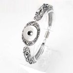 Antique Silver Snap Bracelet with Floral Scrollwork