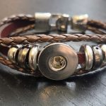 Brown Braided Leather Snap Bracelet