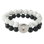 Double Strand White Howlite & Black Obsidian Snap Bracelet