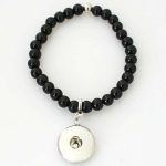Black Beaded Bracelet with Dangle Snap Charm
