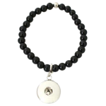 Black Beaded Bracelet with Dangle Snap Charm