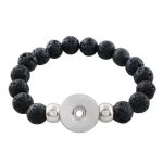 Black Lava Stone Snap Bracelet with Silver Accents