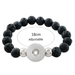 Black Lava Stone Snap Bracelet with Silver Accents - Image 2