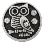Silver Owl Snap with Crystals