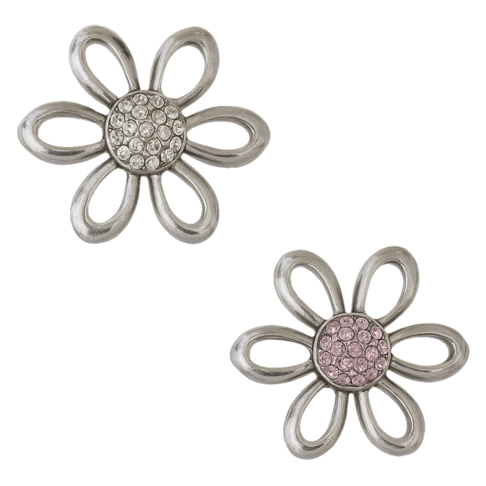 KB7731 Crystal Petal Flower Snaps (Silver or Pink) - Image 1
