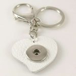 White Heart Snap Keychain with Lobster Clasp