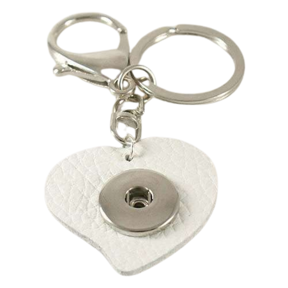 KB9006 White Heart Leather Keychain - Image 1
