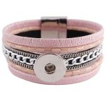 Multi-Strand Snap Bracelet - Pink with Silver Chain Details