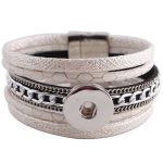 White Multi-Layer Snap Bracelet with Chain Detail