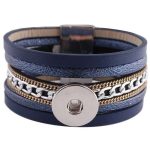 Navy Layered Snap Bracelet with Silver & Gold Chain Accents