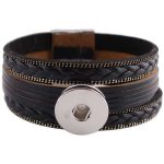 Multi-Strand Snap Bracelet - Black Braided with Metallic Trim