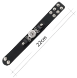 Black Leather Snap Bracelet with Scroll Accents - Image 2