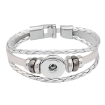 White Braided Leather Snap Bracelet