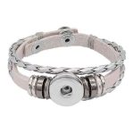 Blush Braided Snap Bracelet with Silver Beads and Stud Closure