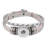 Blush Braided Snap Bracelet with Silver Beads and Stud Closure