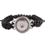 Black Braided Cord Snap Bracelet with Rope-Edge Accent