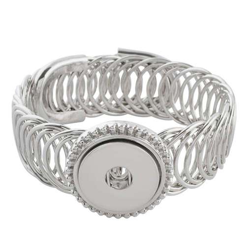 KC0622-1.jpg Silver Interwoven Loop Bangle with Snap Base - Image 1
