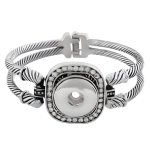 Twisted Cable Snap Bracelet with Rhinestone Square Accent