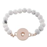 Rose Gold White Howlite Beaded Snap Bracelet