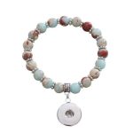 Aqua & Terracotta Stone Beaded Snap Bracelet
