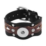 Black & Brown Real Leather Rivet Snap Bracelet