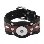 Black & Brown Real Leather Rivet Snap Bracelet