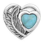 Turquoise Heart Feather Snap