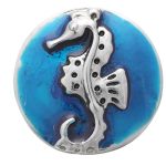 Silver Seahorse on Ocean Blue Enamel