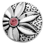 Silver Daisy Snap with Pink Crystal Center