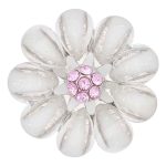 White Petal Flower Snap with Pink Crystal Center